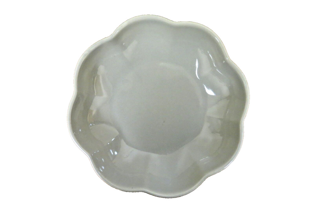Vintage Hall China Gray Serving Bowl 8.75” Grey Round Scalloped Edge Salad Dish